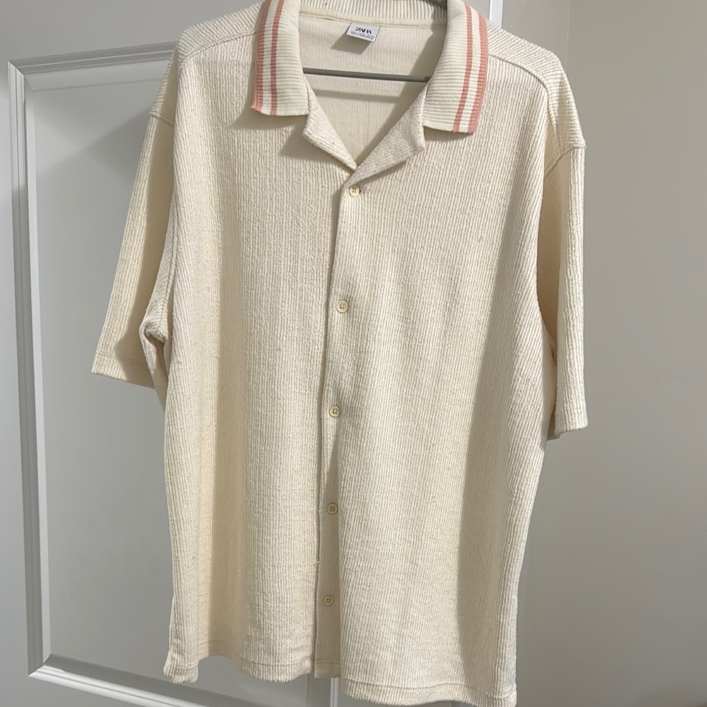 Cream Short Sleeve Men's Shirt